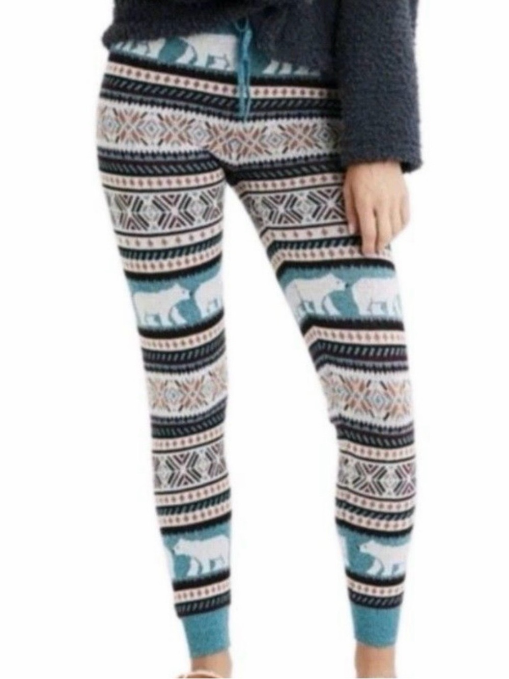 American Eagle Outfitters Teal Multi Polar Bear Fair Isle Leggings
Size M
